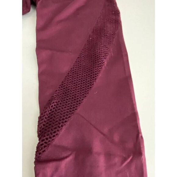 FOREVER 21 Leggings Women's Size S Yoga Pants Active Mesh Workout Maroon Check P - Picture 11 of 11